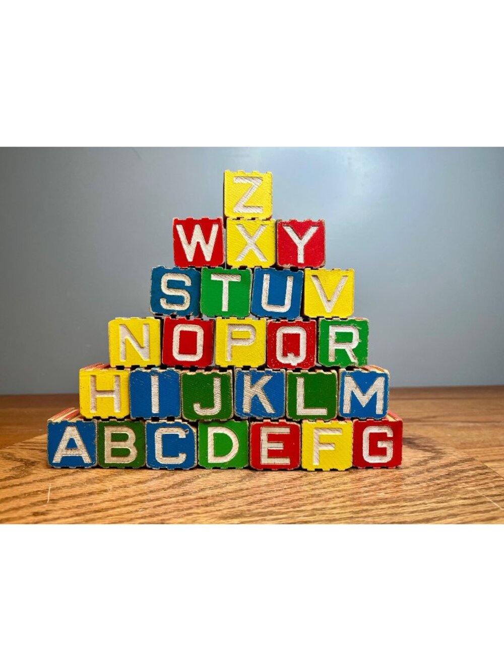 Vintage Wooden Alphabet & Animal Blocks Set - Multicolor Educational Toy For Kid